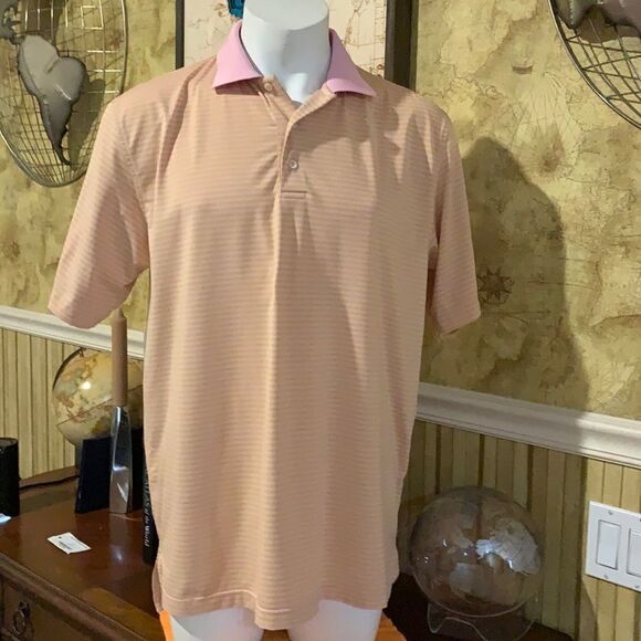 Peter Millar Golf Polo. Stripes. Large. Athletic - Picture 1 of 12